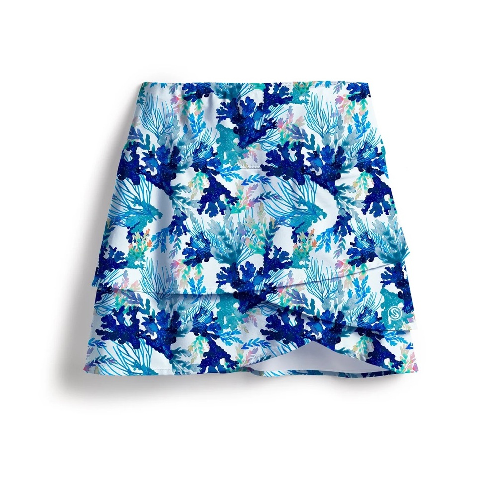Scales Golf Gear Wavy Coral Tiered Tropics Skort, size XL